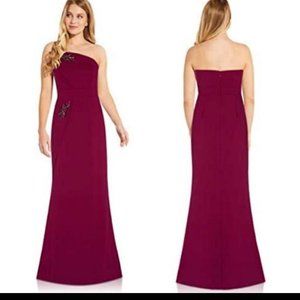 Adrianna Papell Crepe Beaded Mermaid Gown